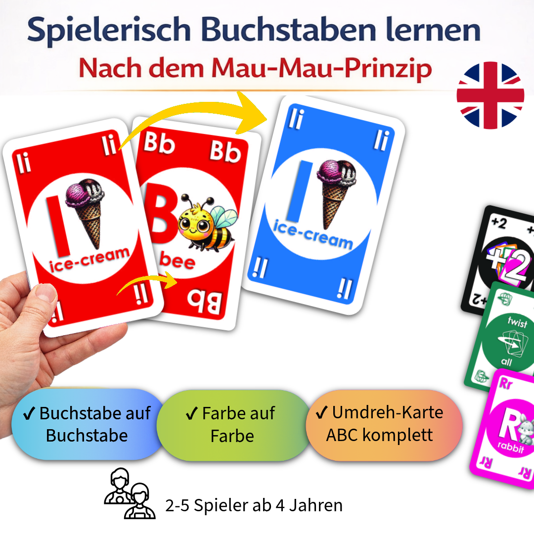 Kartenspiel Letters Klacks Buchstabenspiel englisch