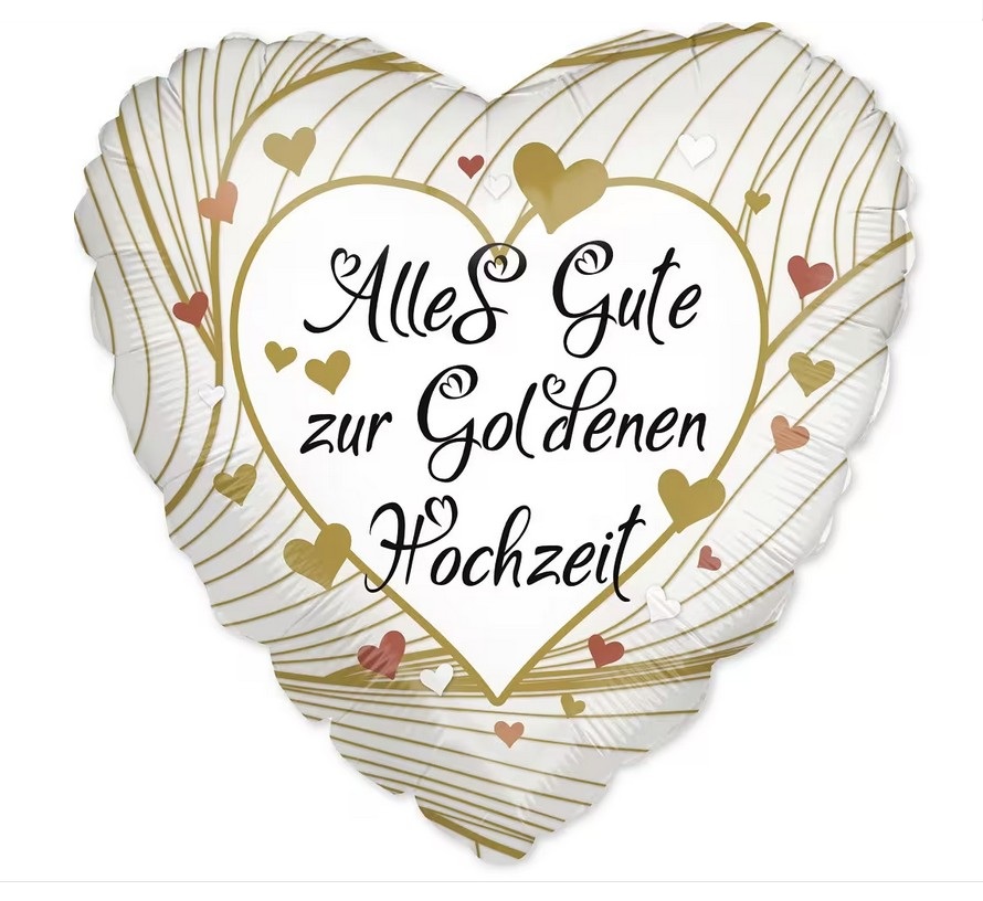 Folienballon Herz Alles Gute zur  Goldenen Hochzeit 18 Zoll