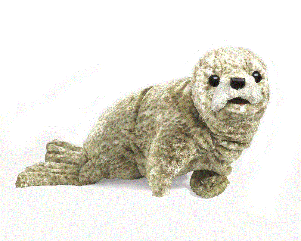 Folkmanis Handpuppe Seerobbenbaby, silber / Harbour Seal 