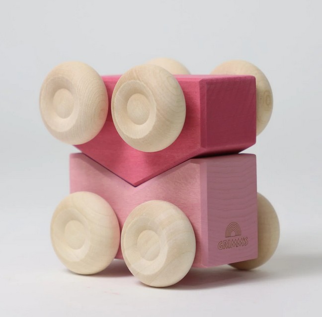 Grimms Stapel-Autos Rosa zwei Holz Autos im Set