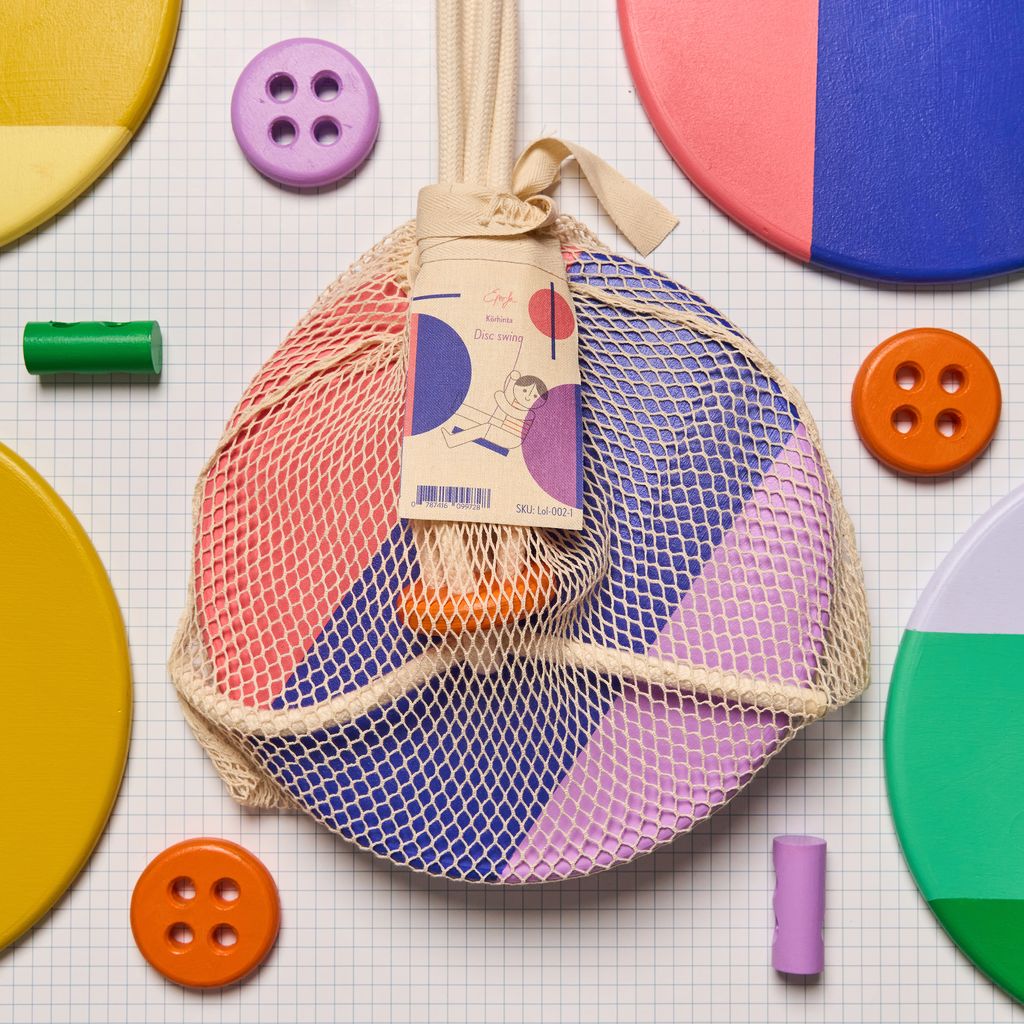 Eperfa Bunte Teller-Schaukel Holz  blau für Kinder