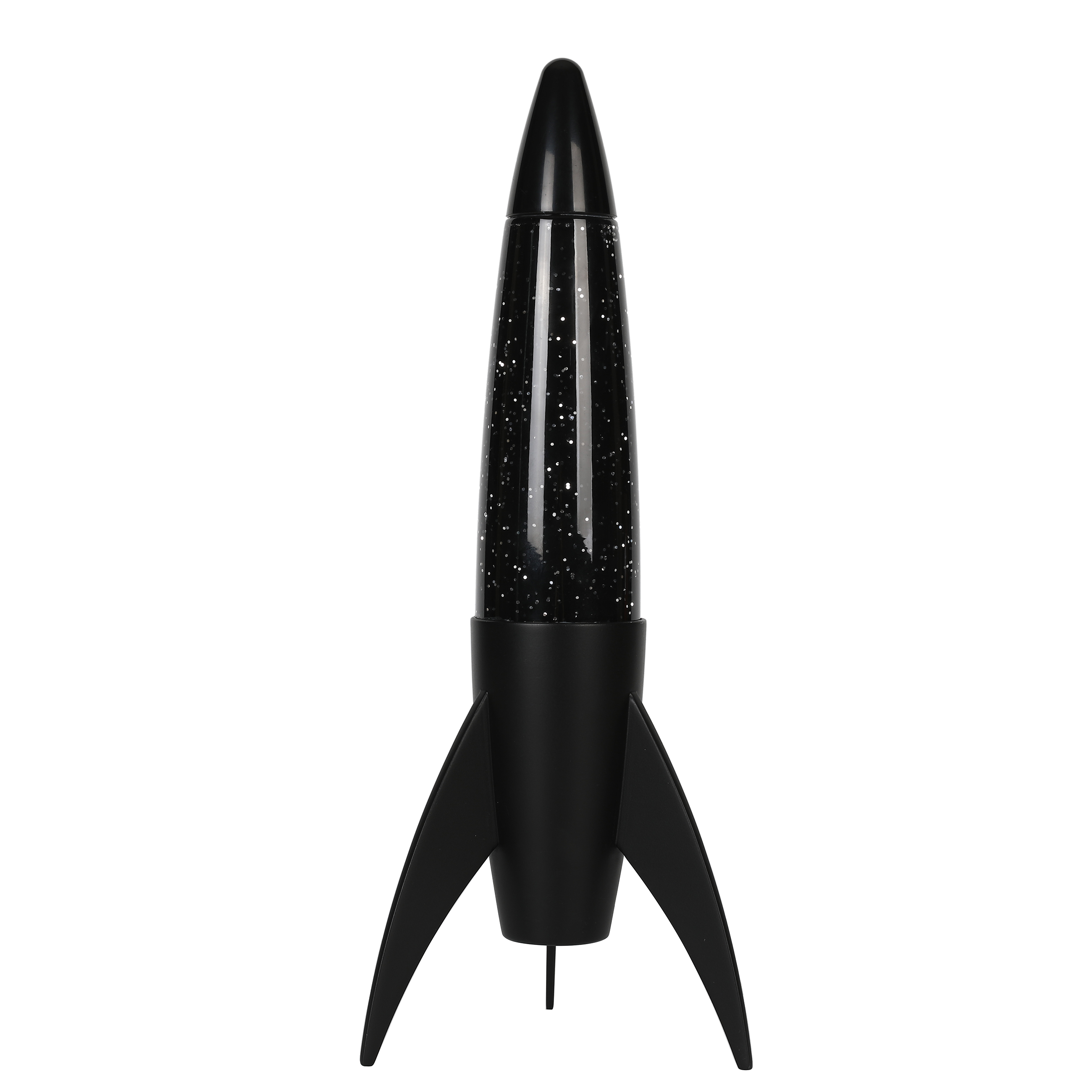 iTotal Rocket Glitter Lampe mit schwarzem Sockel und rotem Licht