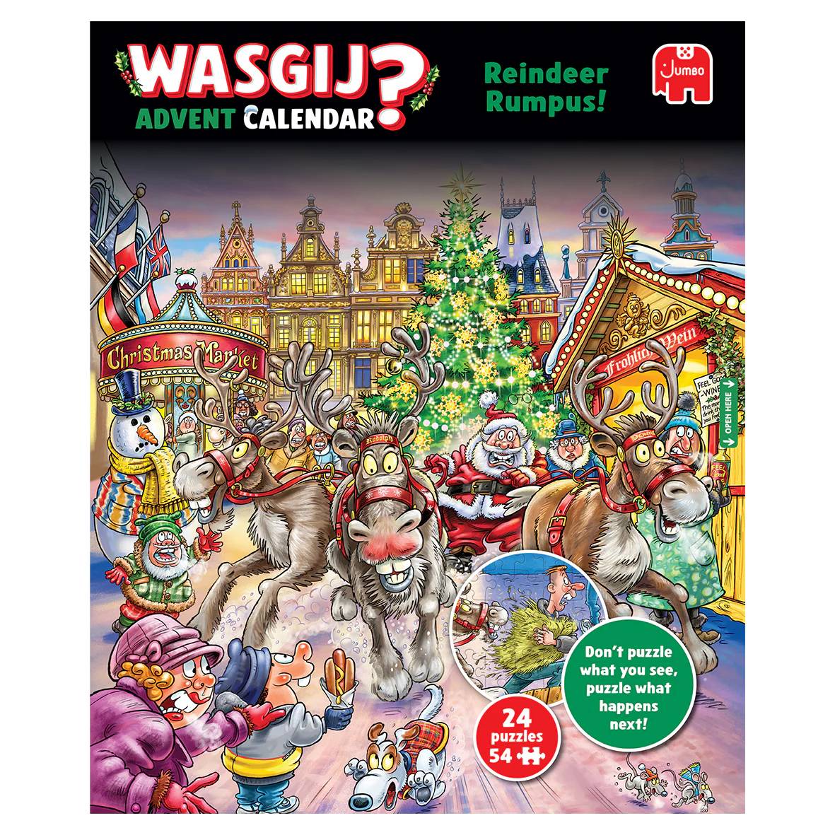 Wasgij Puzzle Adventkalender - Reindeer Rumpus! Rentier-Raserei in 24 Puzzle-Einheiten