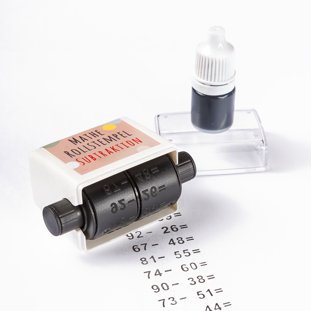 Mathematik Rollstempel Subtraktion cooler Mathestempel