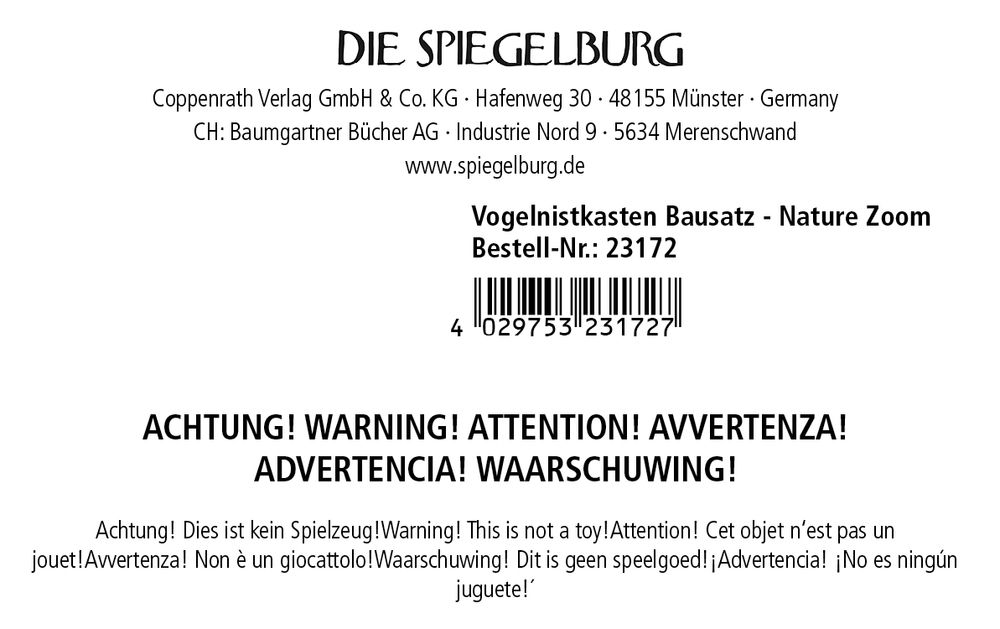 Die Spiegelburg Vogelnistkasten Bausatz - Nature Zoom