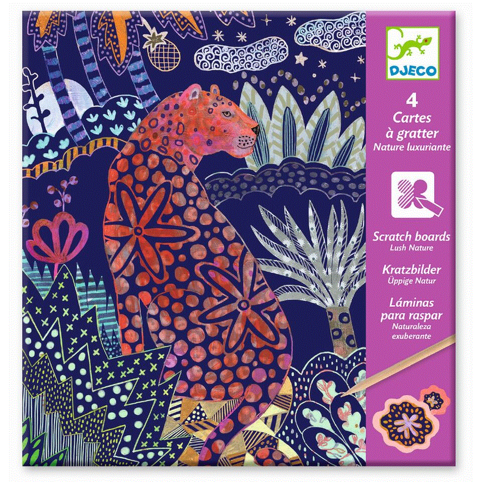 Djeco Kratzbilder Üppige Natur 4 Kratzbilder im Set