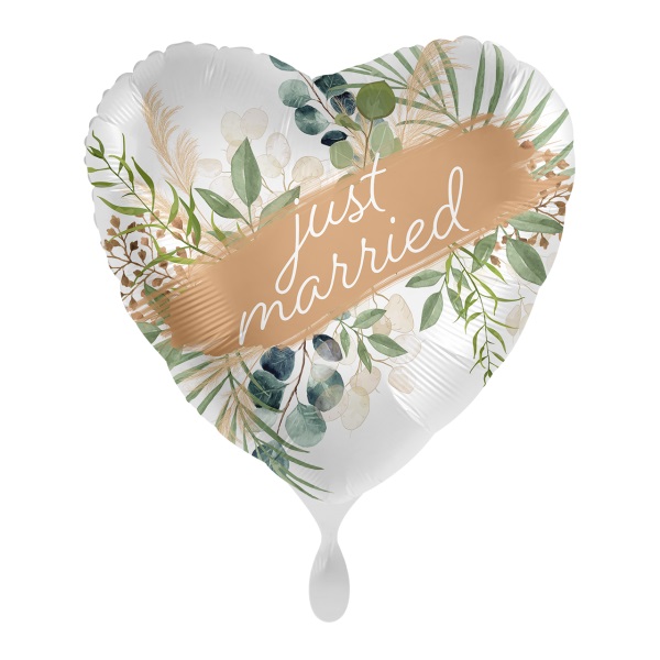 Folienballon Herz just married Natural Frame - 17"