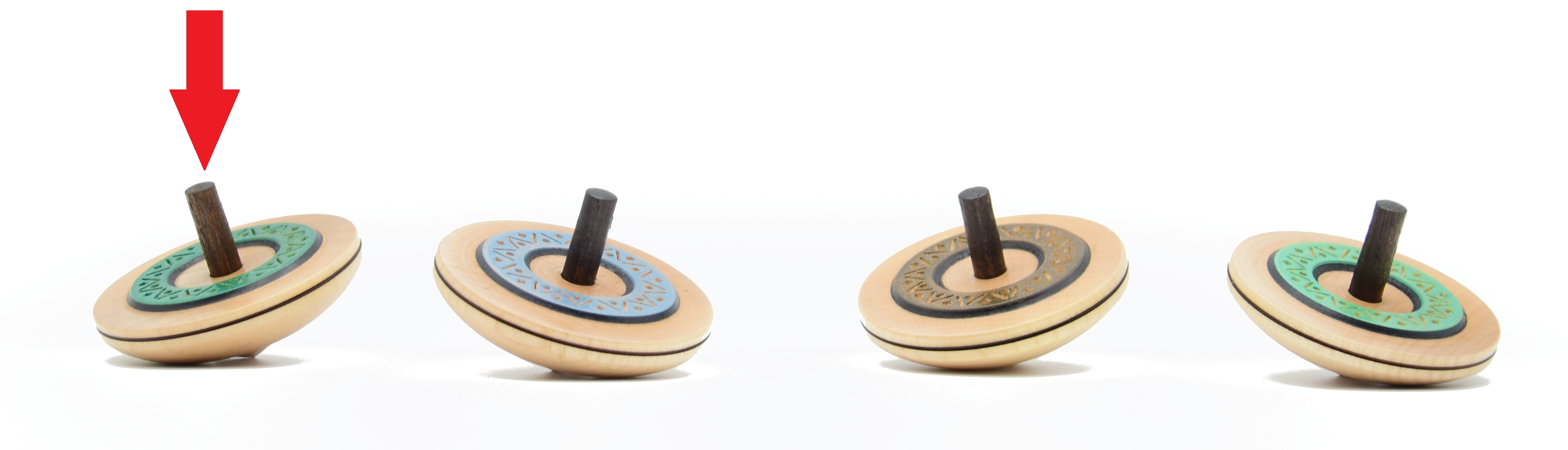 Mader Kreisel Jahreskreisel 2025 moosgrüne Python Holzkreisel aus der Kreiselmanufaktur