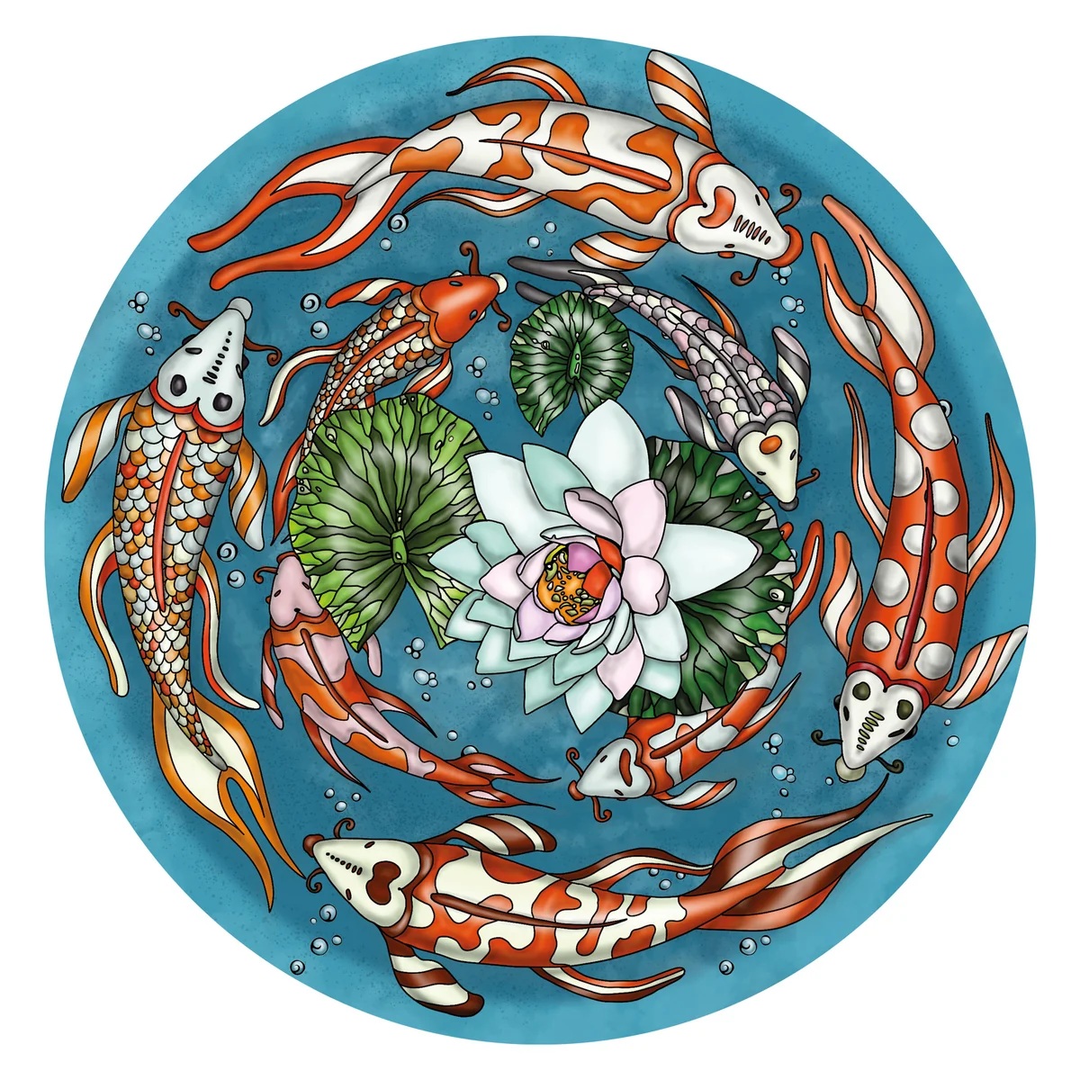 Curiosi Double Holz-Puzzle Koi mit Tablett