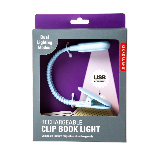 Kikkerland Rechargeable Clip Book Light Blue Aufladbare Leselampe in Hellblau