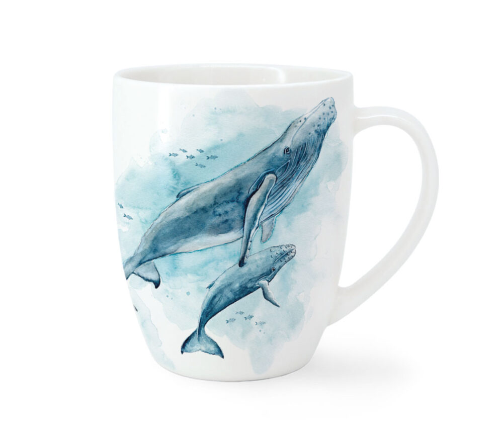 Maluu Porzellantasse Whale Wonders aus Porzellan mit zwei Wal-Motiven