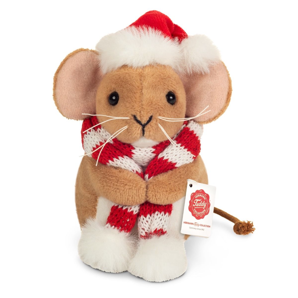 Hermann Teddy Weihnachtsmaus m. Schal 11 cm Stofftier