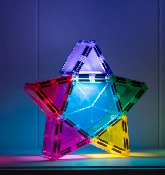 Connetix Magnetbausteine Light Star Pack 28 Teile mit Leucht-Baustein!