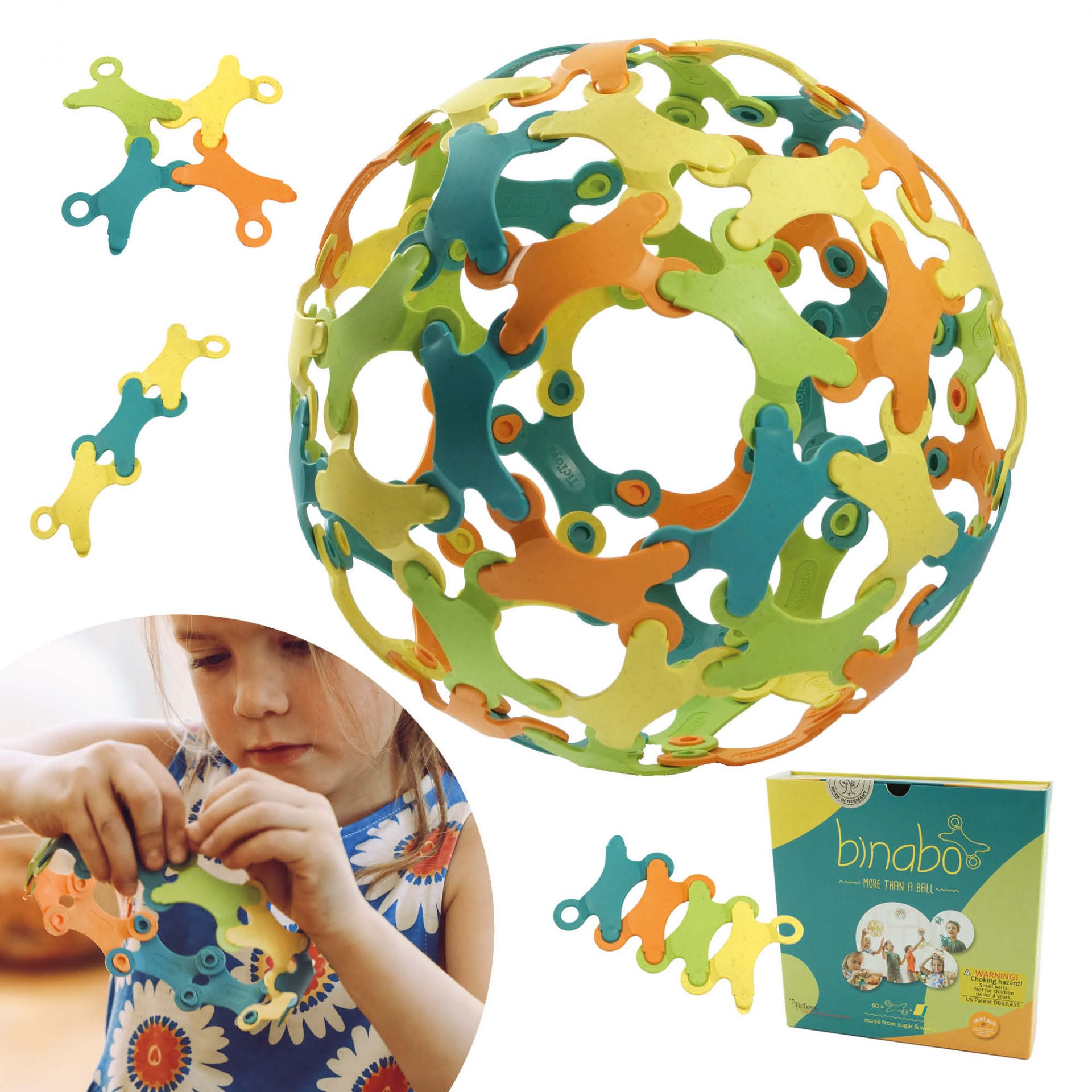 Binabo 60 Chips mixed colour plastikfreies Konstruktionsspielzeug