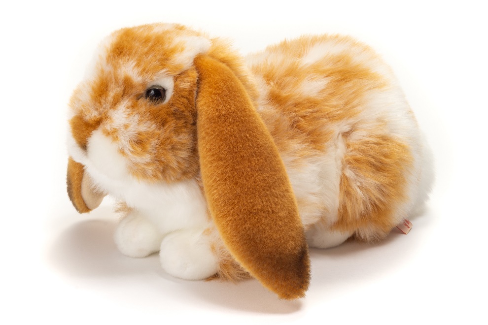 Hermann Teddy Hase liegend hellbraun-weiß gescheckt 30 cm