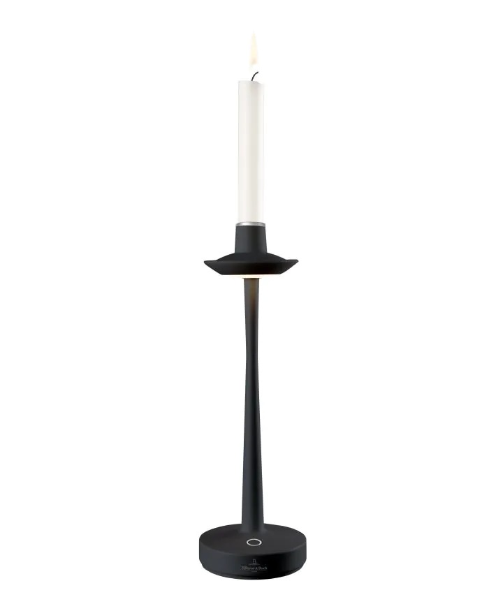 Villeroy & Boch AARHUS Outdoorleuchte schwarz Tischlampe mit Kerzenhalter, akkubetrieben