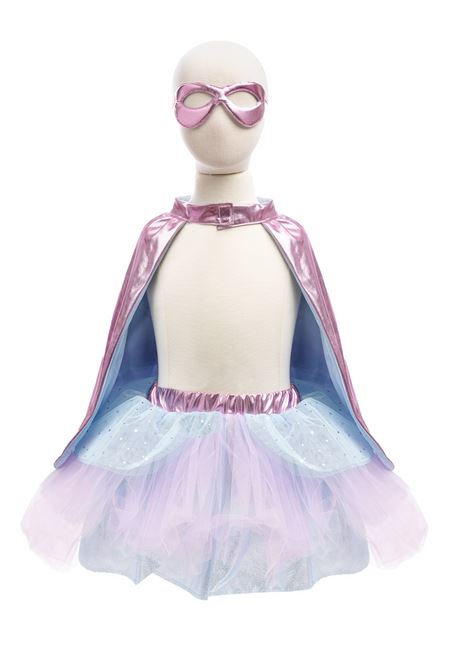 Great Pretenders Super-duper Tutu, Cape & Maske, Metallic Pink/Hellblau 4-6 Jahre