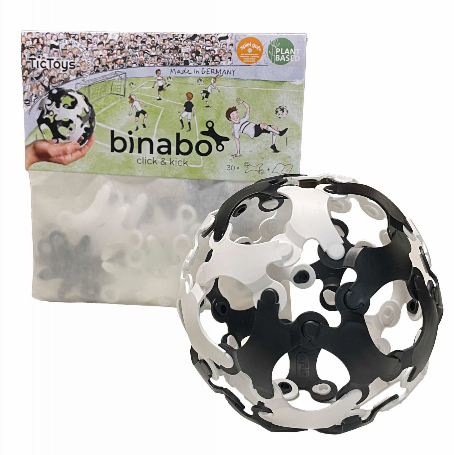 Binabo 30 Chips click & kick Ballbastelset schwarz & weiß plastikfreies Konstruktionsspielzeug 