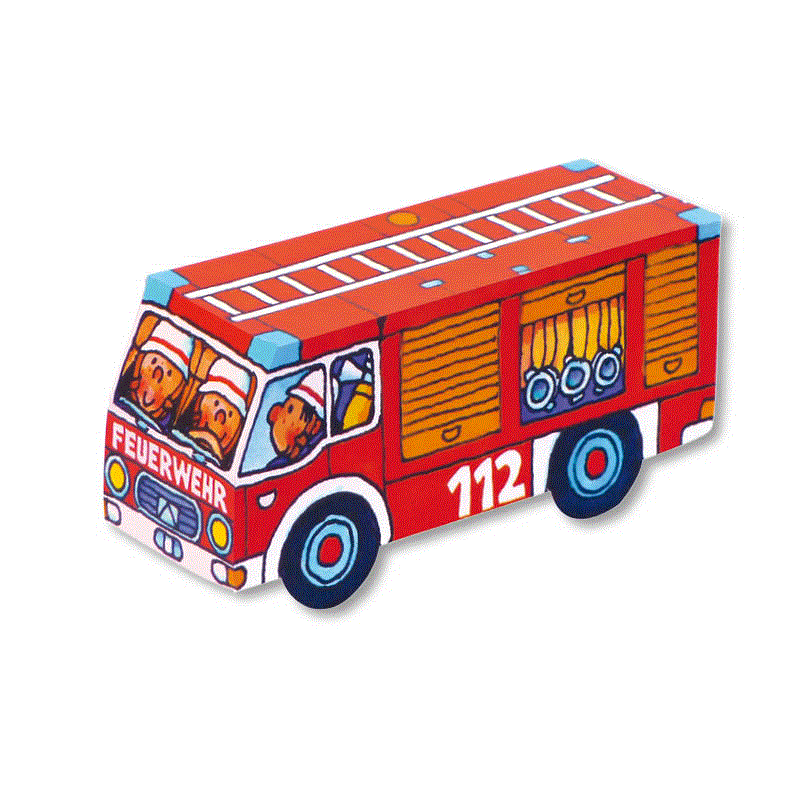 Lutz Mauder Faltspiel Feuerwehrauto, 8 Stück