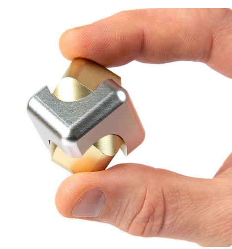 Bopster Fidget Spinner Cube - Silver & Gold Metall Fidget Toy