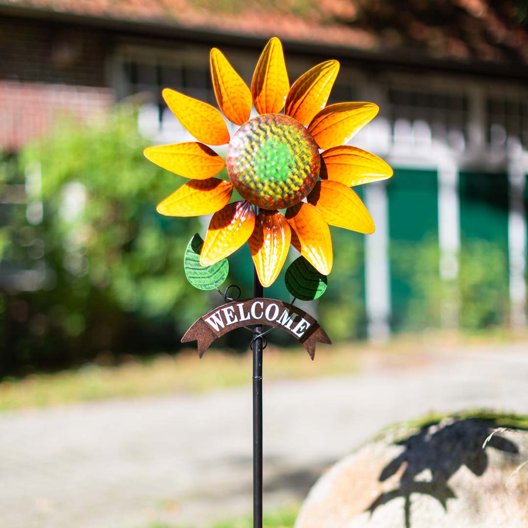 Kinetic Art Metall-Windspiel Golden Sunflower
