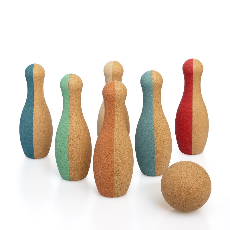 Korko Kegelspiel Little Skittles Geräuscharmes Kegelspiel aus Kork