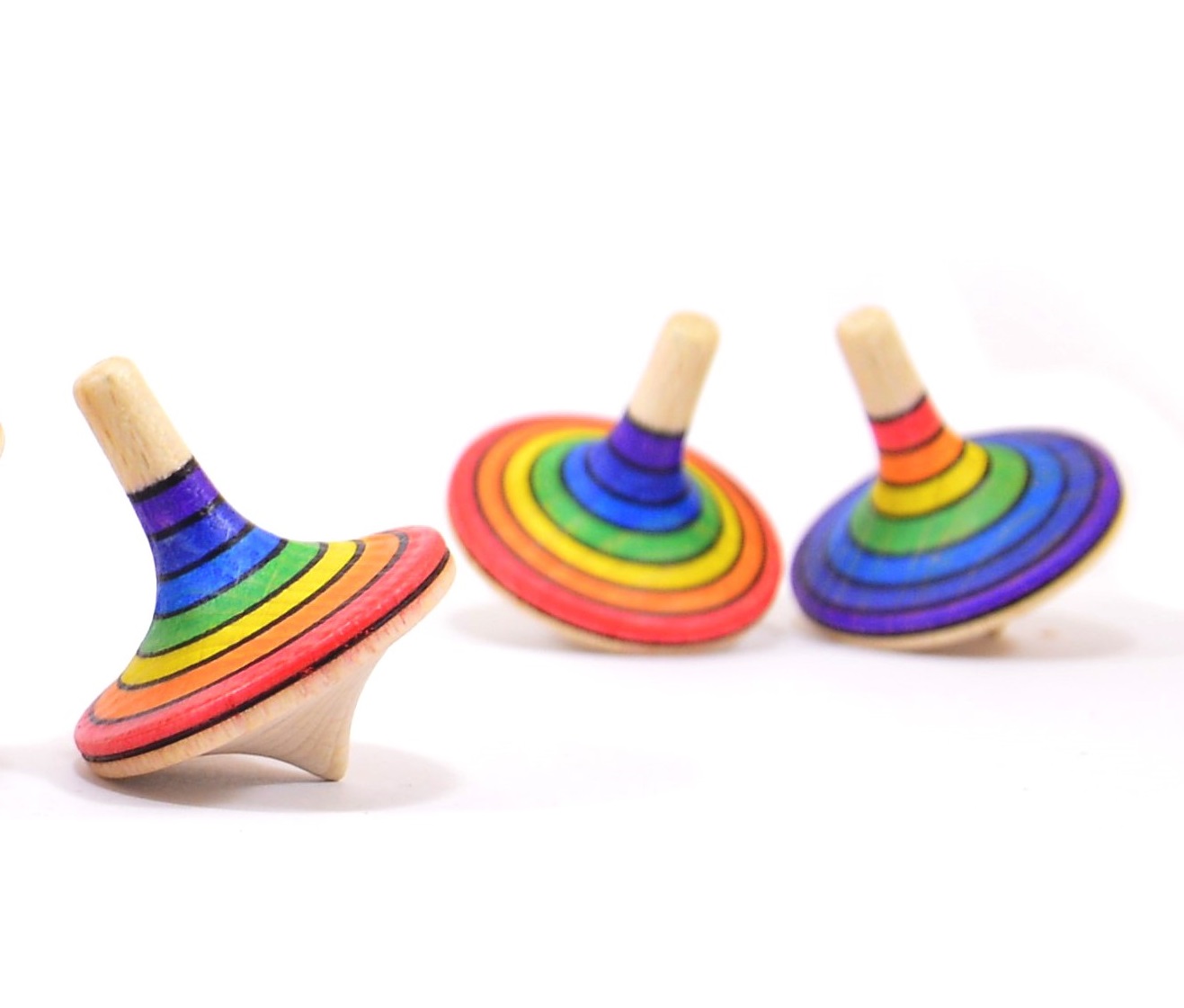 Mader Kreisel Rallye Regenbogen Holzkreisel 1 Stück aus der Kreiselmanufaktur