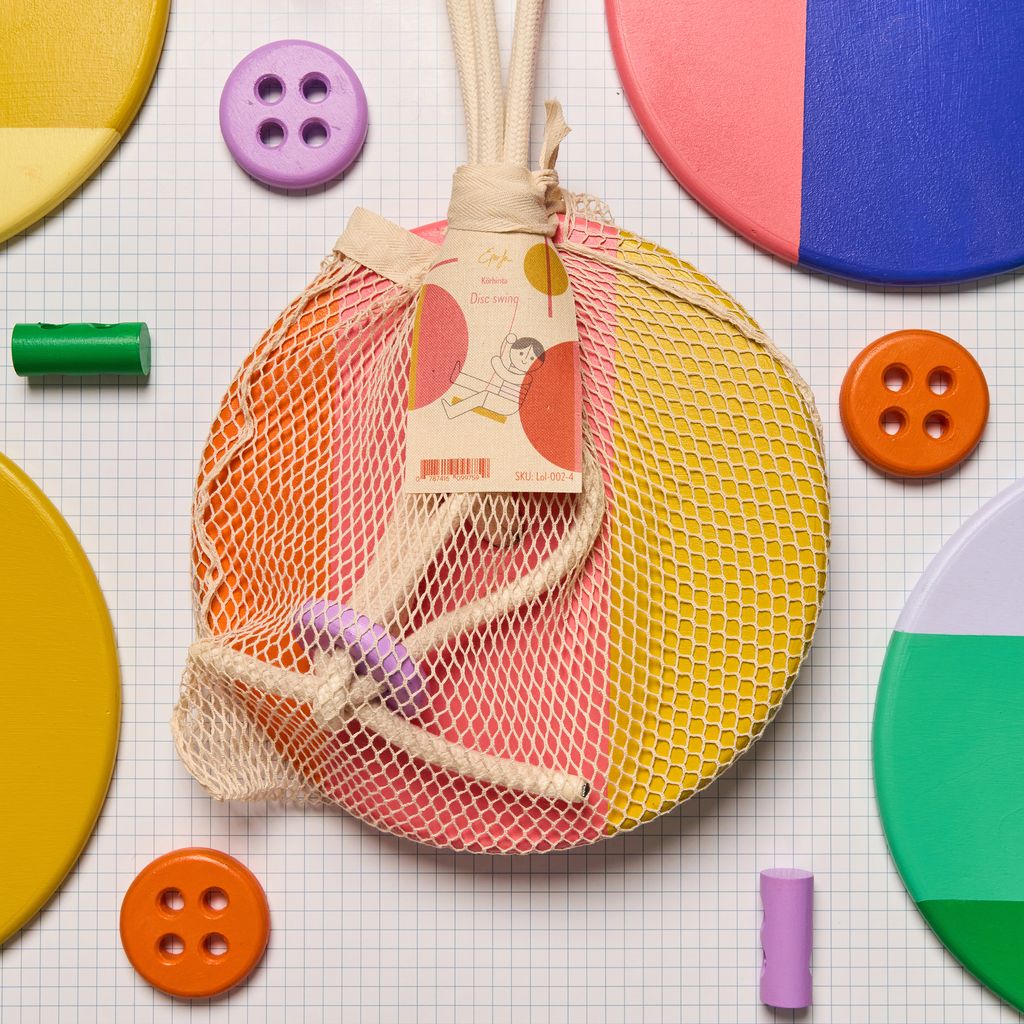 Eperfa Bunte Teller-Schaukel Holz rosa für Kinder