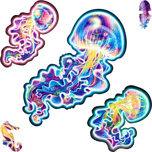 Unidragon Holz-Puzzle - Wandering Jellyfisch "M" 32 x 32 cm, 227 Teile