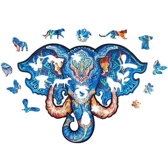 Unidragon Holz-Puzzle - Eternal Elephant "L" 41 x 32 cm, 299 Teile