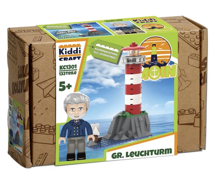 KiddiCraft Klemmbausteinset Großer Leuchtturm  133 Teile