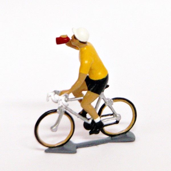CBG Mignot Zinnfigur Radfahrer Tour de France Gelbes Trikot trinkt aus einer Wasserflasche