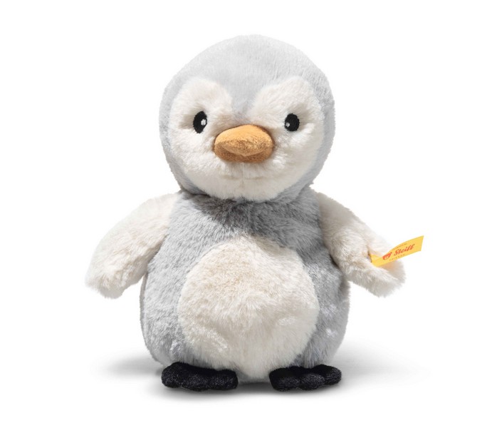 Steiff Stofftier Lio Pinguin Rassel 14 cm grau/weiß