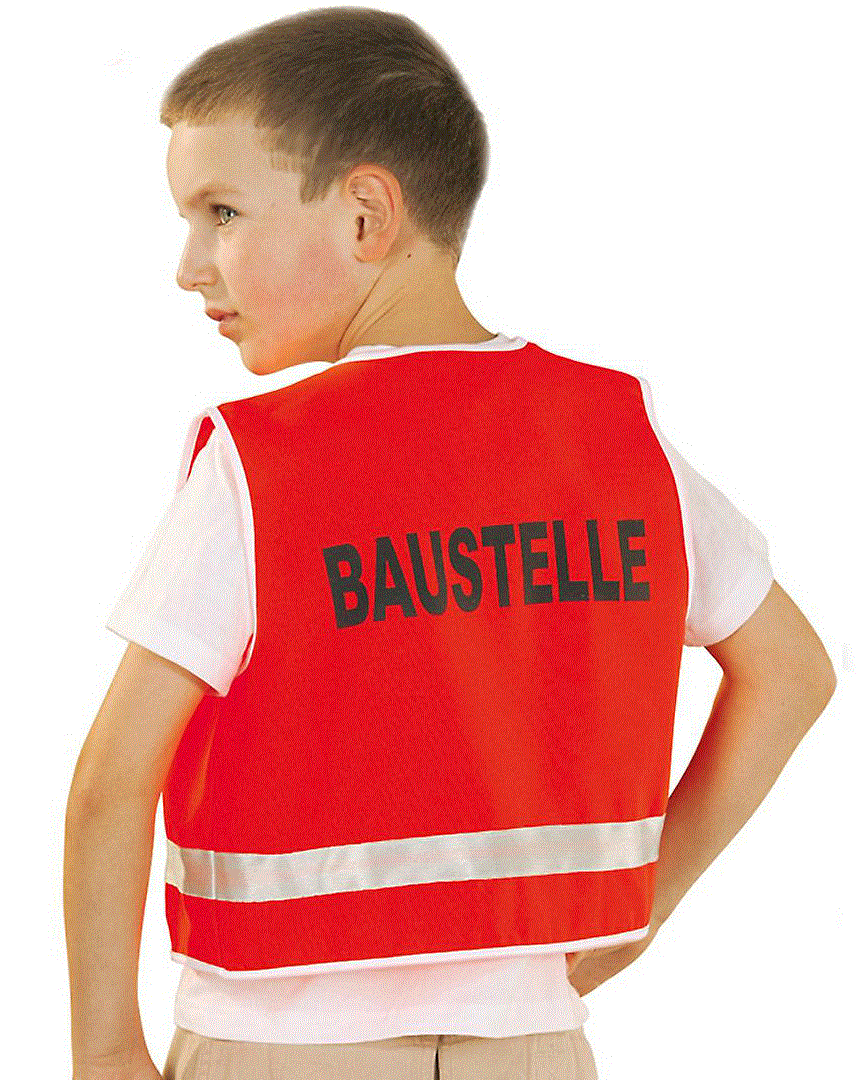 Baustelle-Weste für Kinder Gr. 128, Polizei-, Arzt- und Feuerwehrkostüme  für Kinder, Kinderkostüme und Kinderverkleidungen