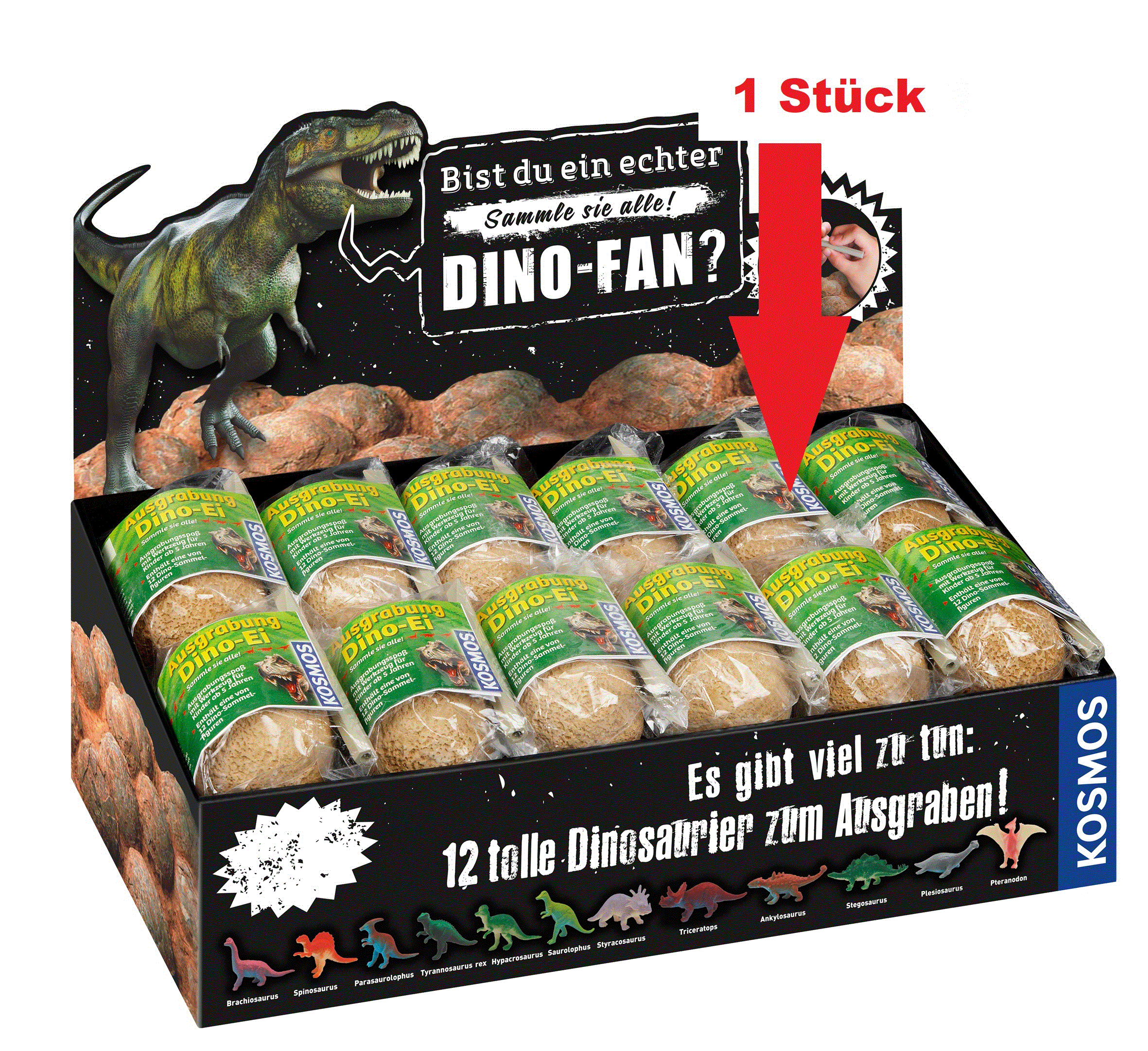 Dino Eier-Dinosaurier Ausgrabung Taschengeld Spielzeug 3x I Dig It