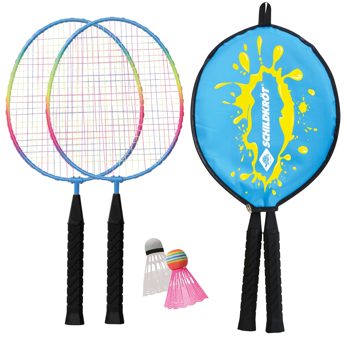 Schildkröt Badminton Set Junior / Federball in Headcover 2 Schläger  (45,5cm) + 2 Bälle | Rückschlagspiele | Bewegung | Fips